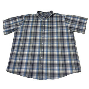 Cinch- Short Sleeve- Button Down Shirt- Mens XXX Large- Chest Pocket- Blue Plaid